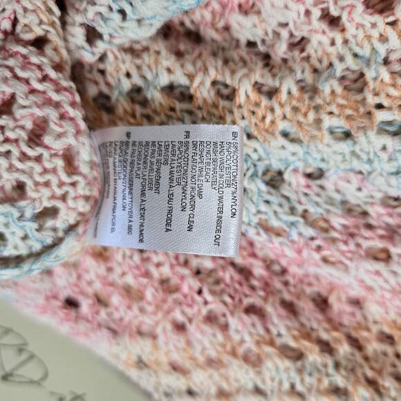 NWT RD Style Womens Pastel Rainbow Open Knit Tank Top Size M Striped Semi Sheer - Picture 8 of 10